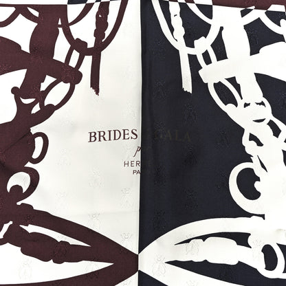 Hermes Silk Brides De Gala Quadri Tattoo Scarf 90 Marine White Bourgogne 2 of 4