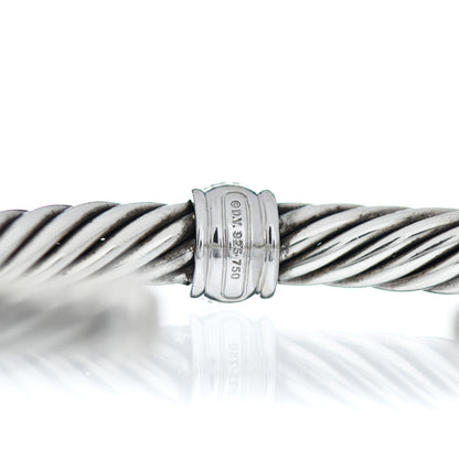 David Yurman Sterling Silver 18K White Gold Diamond 7mm Cable Classics Station Bracelet 4 of 5