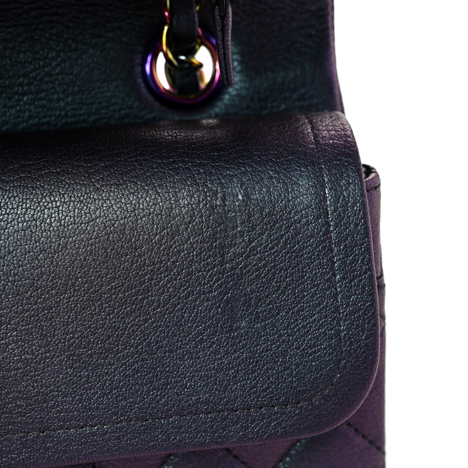 Chanel Iridescent Goatskin Quilted Medium Double Flap Purple 11 of 11