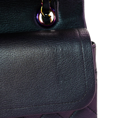 Chanel Iridescent Goatskin Quilted Medium Double Flap Purple 11 of 11