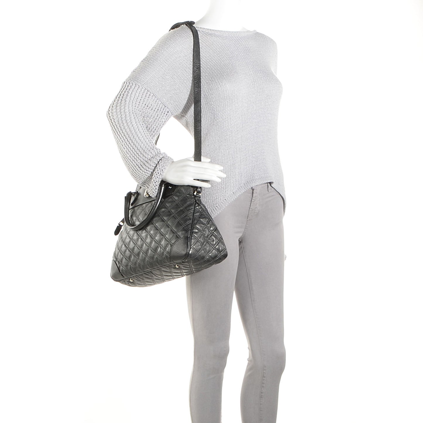 Quilted Lambskin Whitney Satchel Metallic