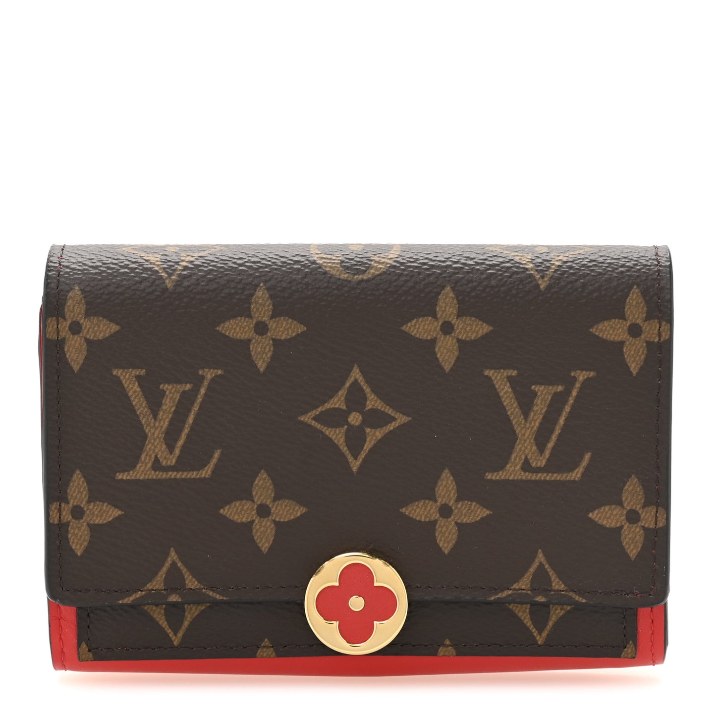 Monogram Flore Compact Wallet Coquelicot