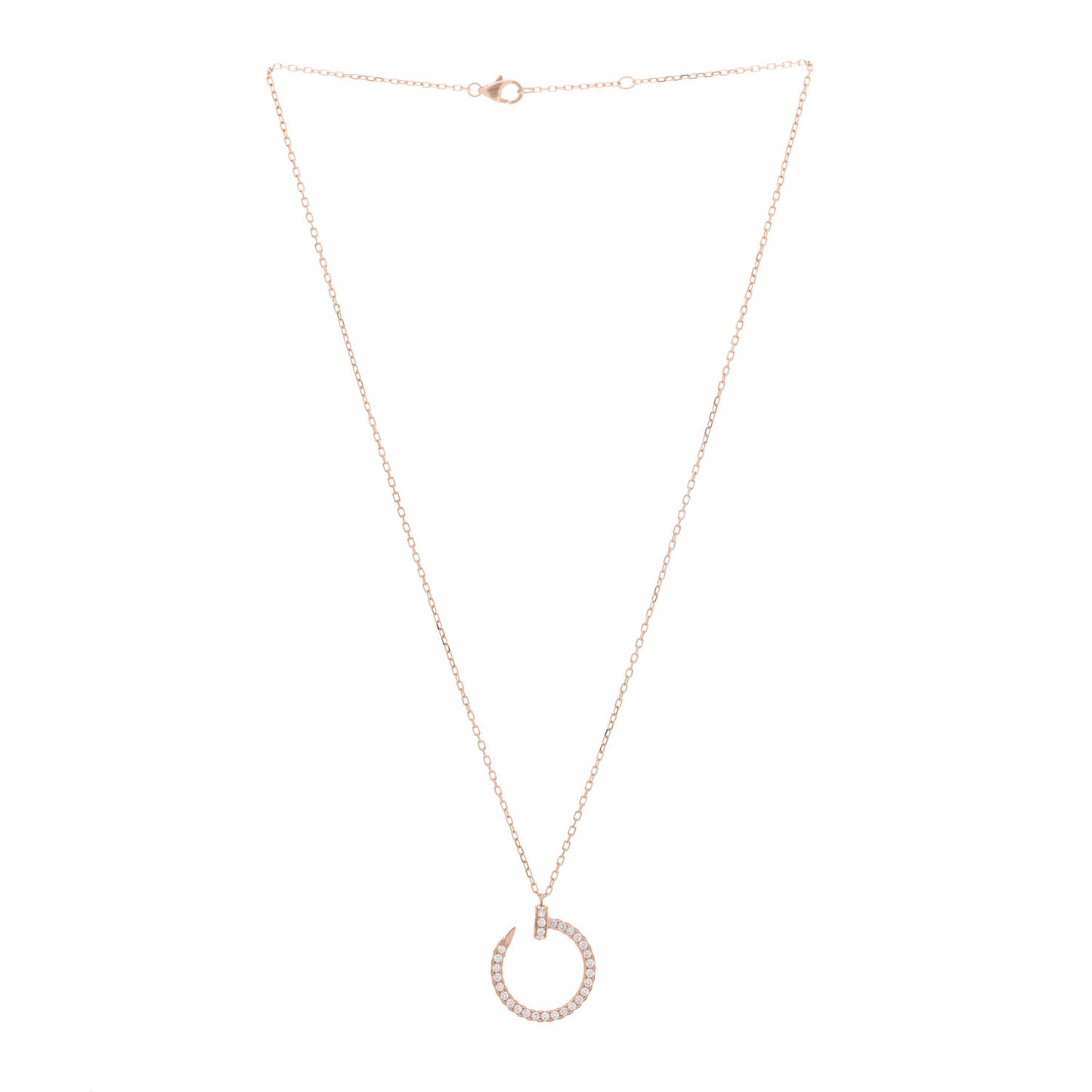 18K Pink Gold Diamond Juste Un Clou Paved Pendant Necklace