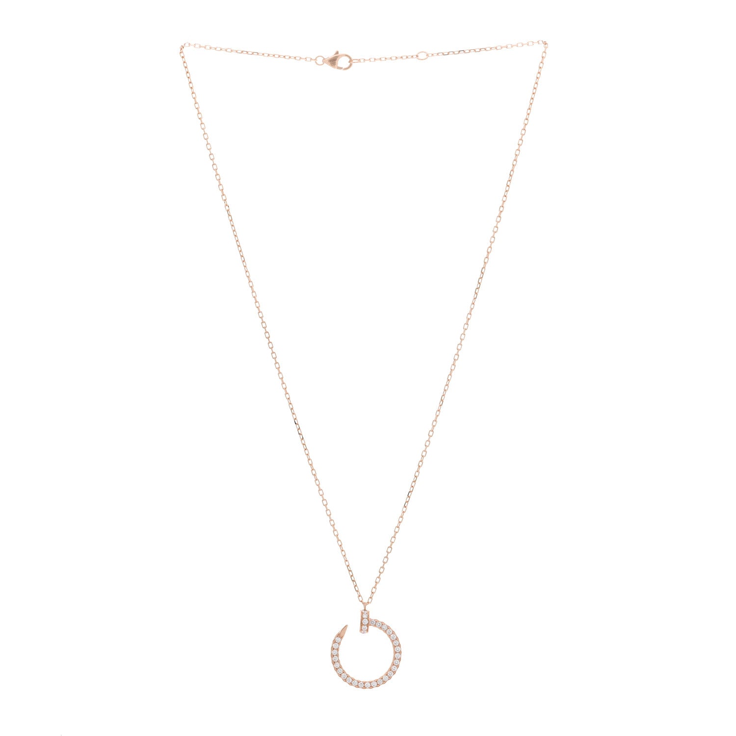 Cartier 18K Pink Gold Diamond Juste Un Clou Paved Pendant Necklace 3 of 6