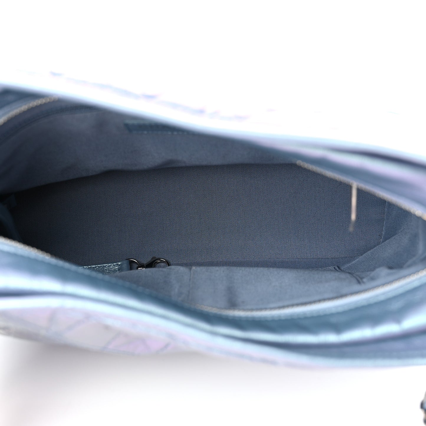 Iridescent Aged Calfskin Quilted Medium Gabrielle Hobo Blue