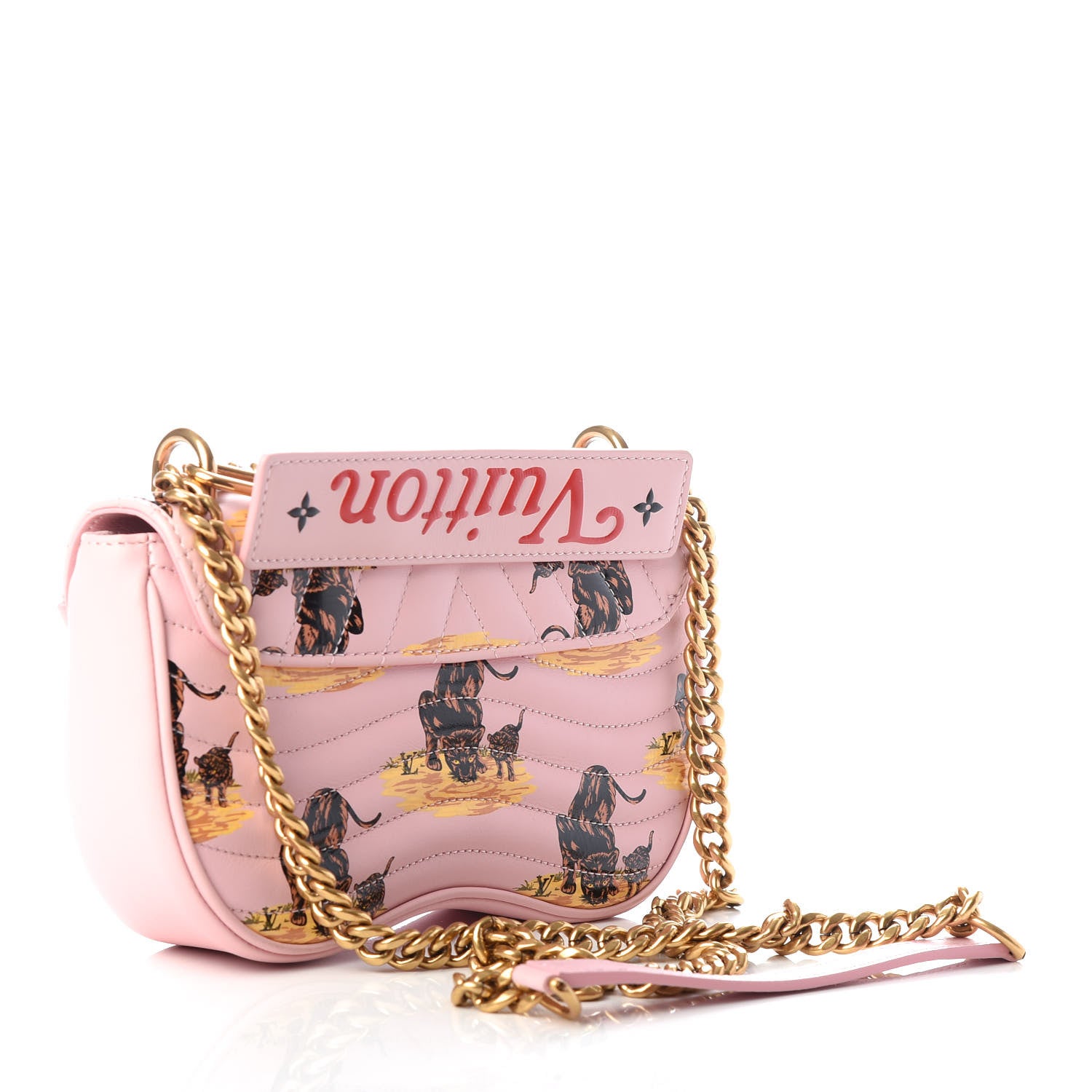Louis Vuitton Calfskin Leopard Print New Wave Chain PM Light Pink 3 of 9