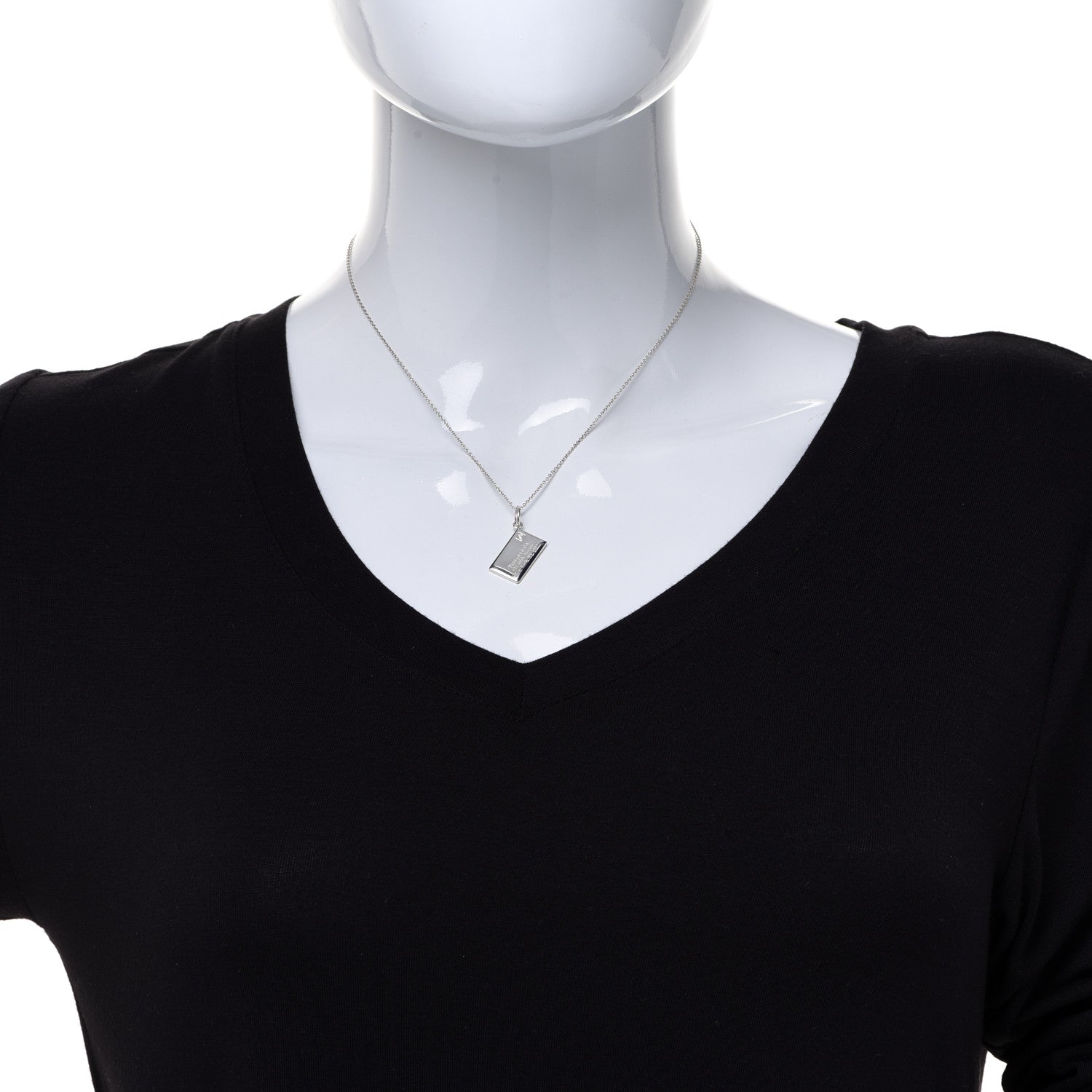 Tiffany Sterling Silver Diamond Envelope Pendant Necklace 2 of 6
