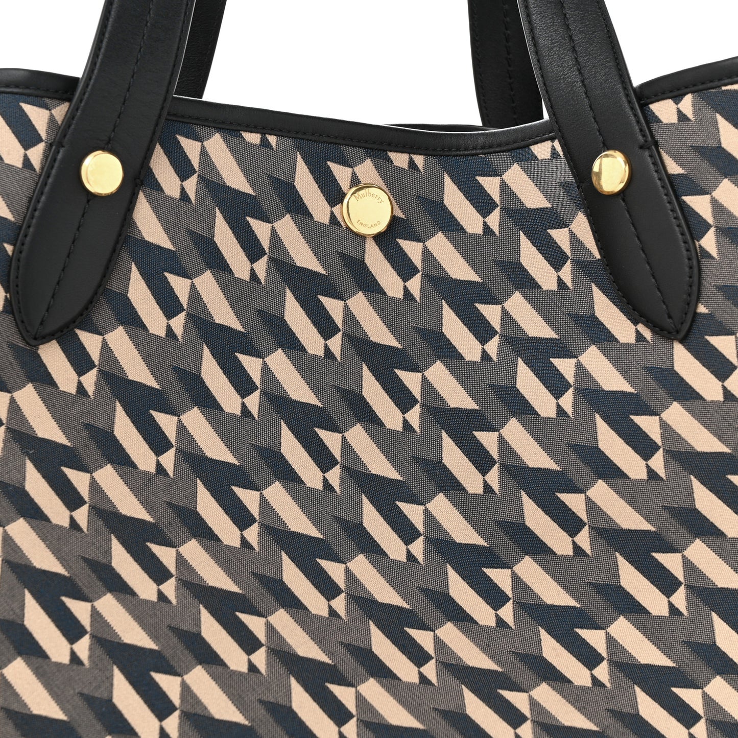 Econyl Nylon Jacquard Calfskin Monogram Shopper Tote Black