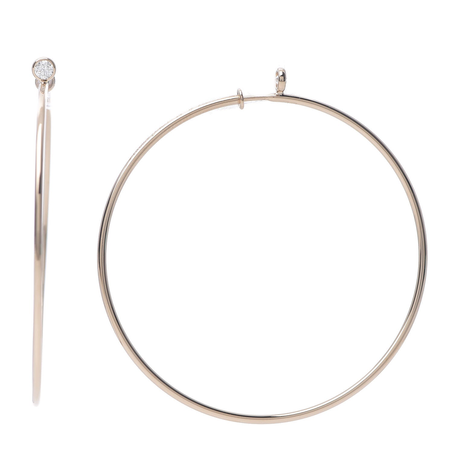 Tiffany 18K Rose Gold Diamond Medium Elsa Peretti Hoop Earrings 1 of 4