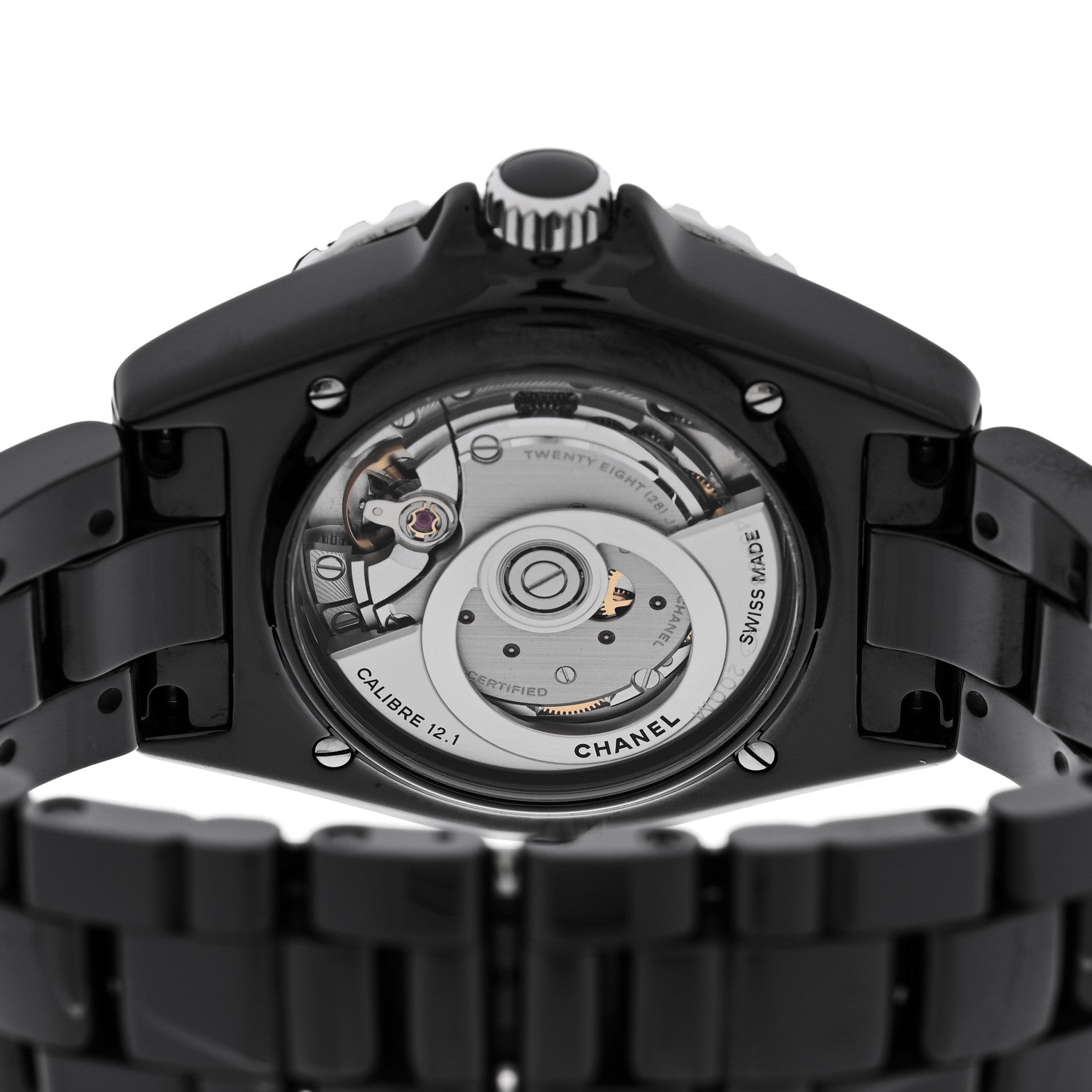 Chanel Stainless Steel Ceramic Diamond 38mm J12 Automatic Watch Black 4 of 5