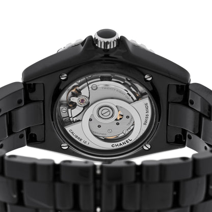 Chanel Stainless Steel Ceramic Diamond 38mm J12 Automatic Watch Black 4 of 5
