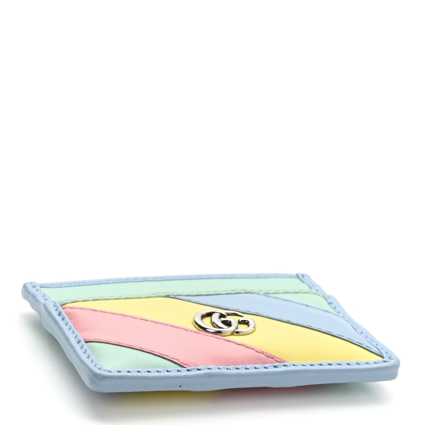 Calfskin Matelasse Diagonal GG Marmont Card Holder Wallet Multicolor Pastel
