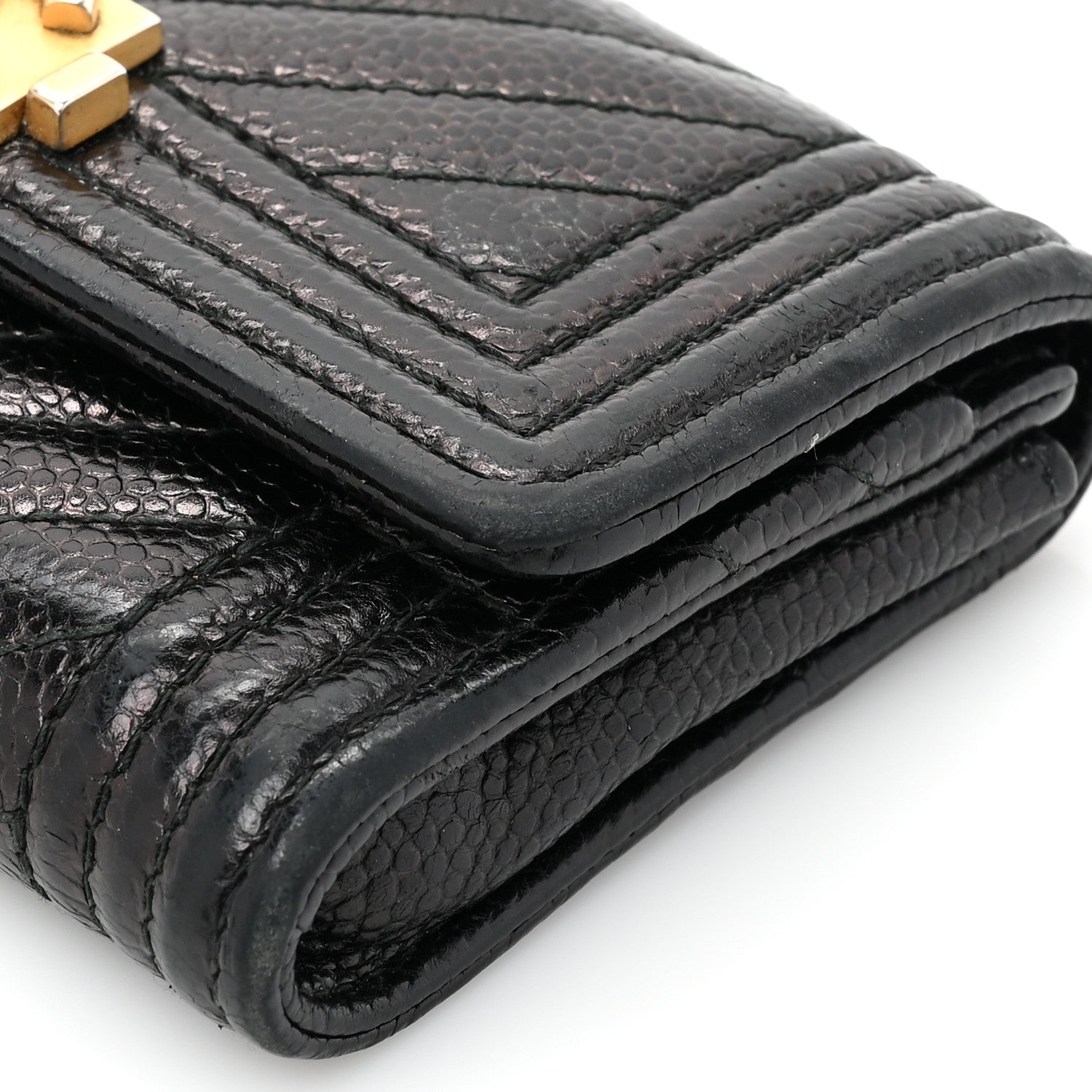 Chanel Caviar Chevron Quilted Boy Flap Card Holder Black 12 of 15