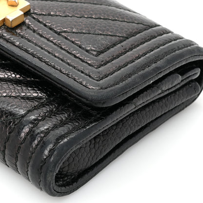 Chanel Caviar Chevron Quilted Boy Flap Card Holder Black 12 of 15