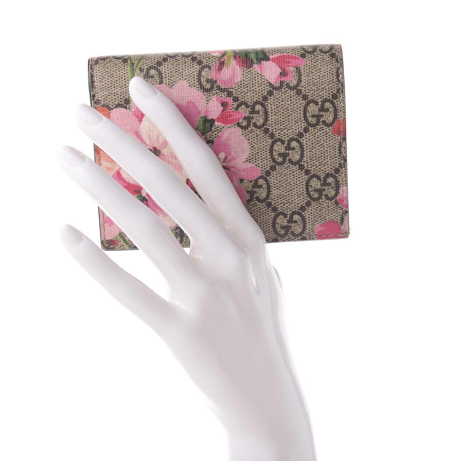 Gucci GG Supreme Monogram Blooms Card Case Beige Multicolor Dry Rose 2 of 10