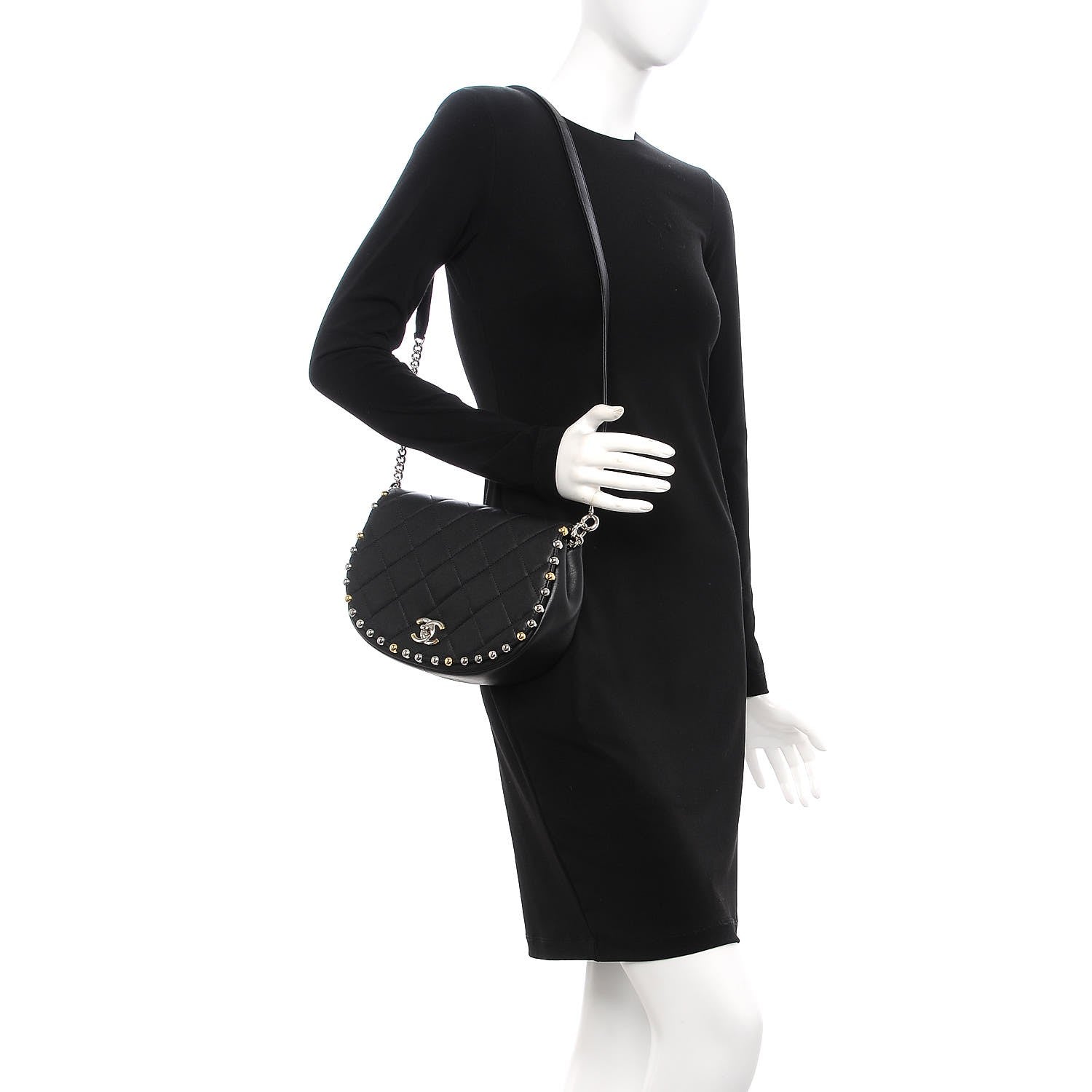 Chanel Lambskin Quilted Studded Bubble Flap Black 2 of 8