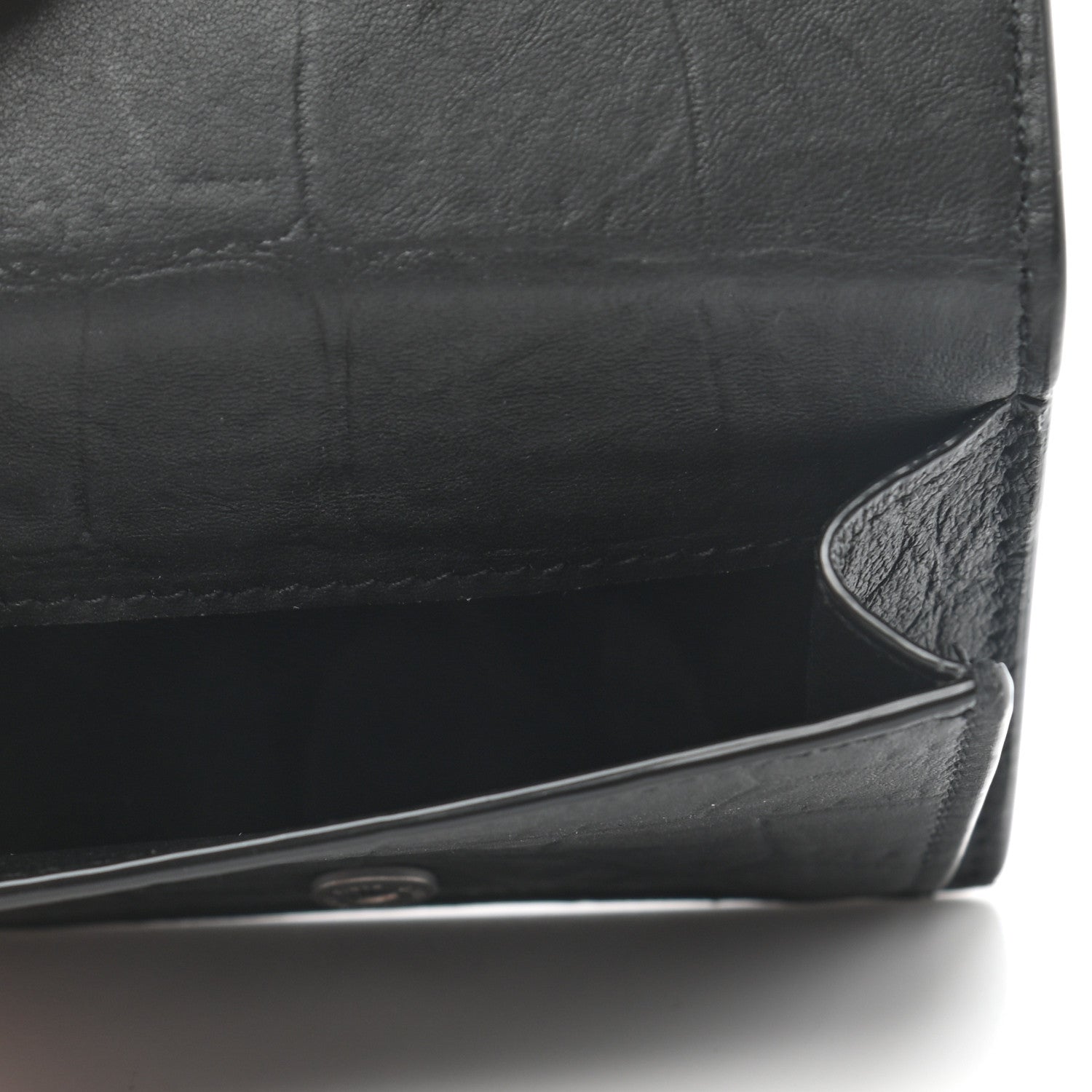 Saint Laurent Crocodile Embossed Monogram Compact Tri Fold Gray 5 of 7