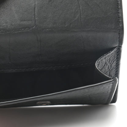 Saint Laurent Crocodile Embossed Monogram Compact Tri Fold Gray 5 of 7