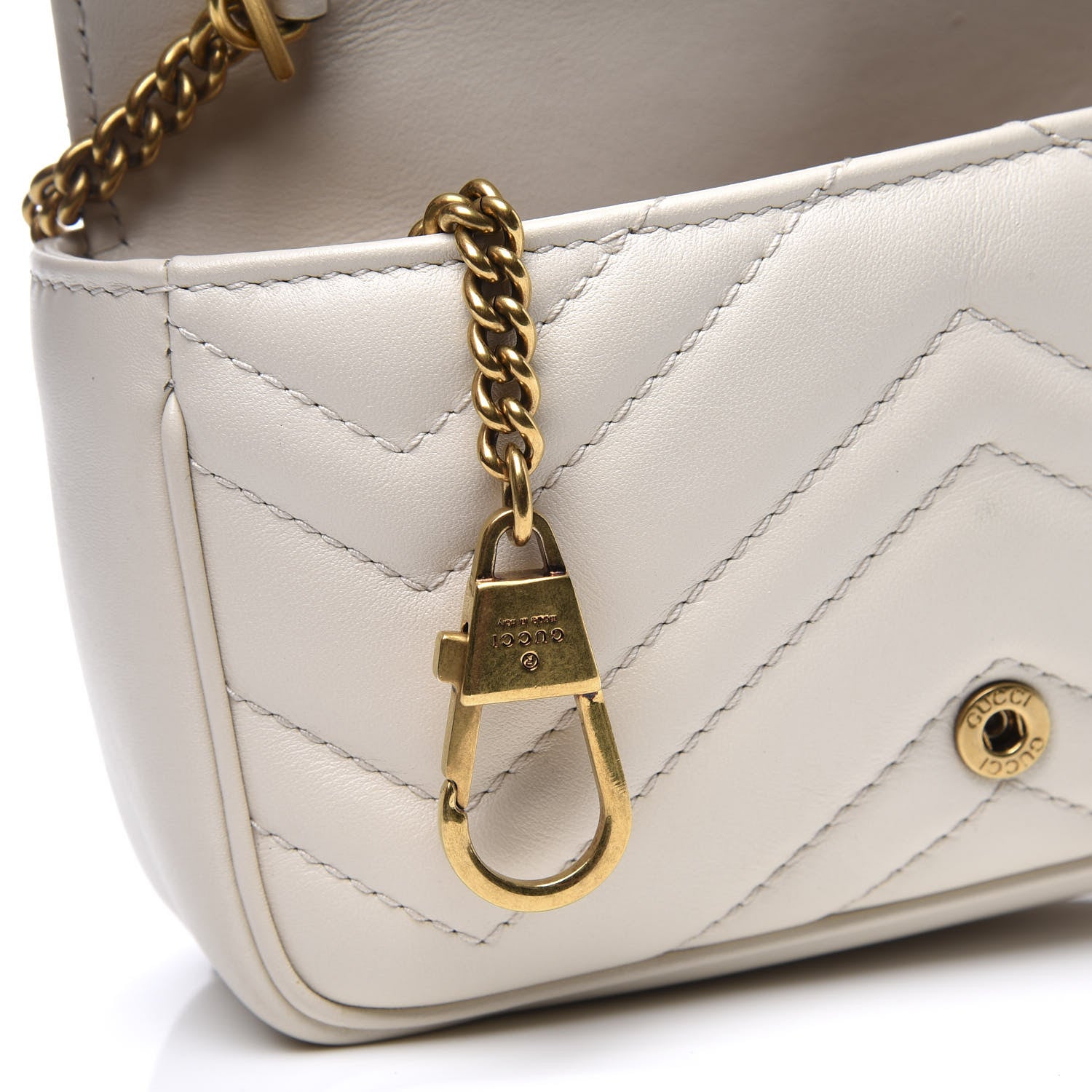 Gucci Calfskin Matelasse Super Mini GG Marmont Shoulder Bag White 9 of 11