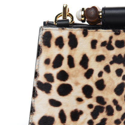 Gucci Calf Hair Bamboo Web Leopard Print Mini Nymphaea Top Handle Bag 13 of 16