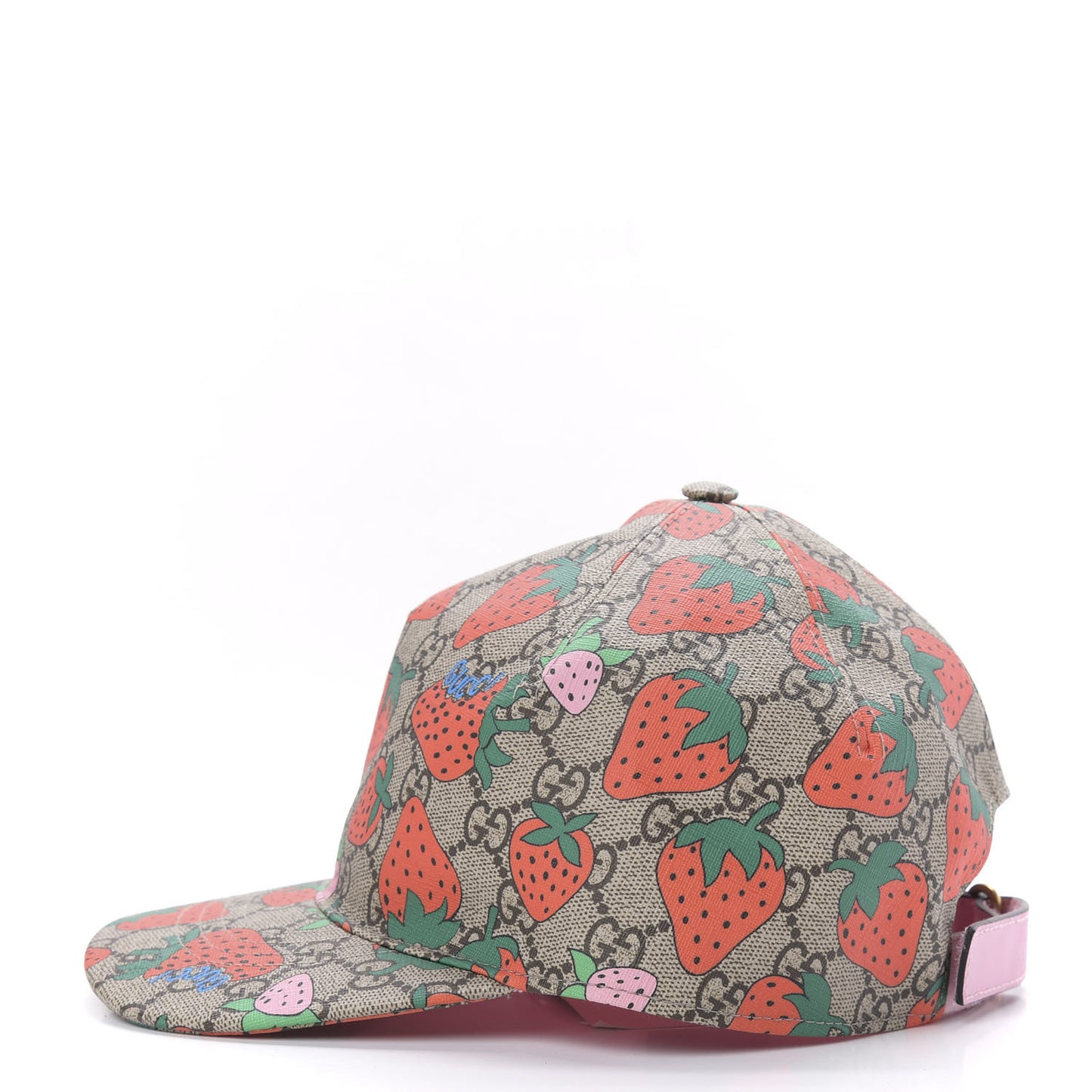 GG Supreme Monogram Strawberry Baseball Hat 56 Beige