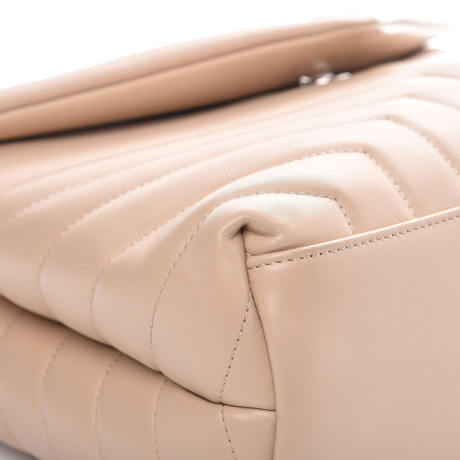 Saint Laurent Calfskin Y Quilted Monogram Medium Loulou Chain Satchel Nude Powder 9 of 12