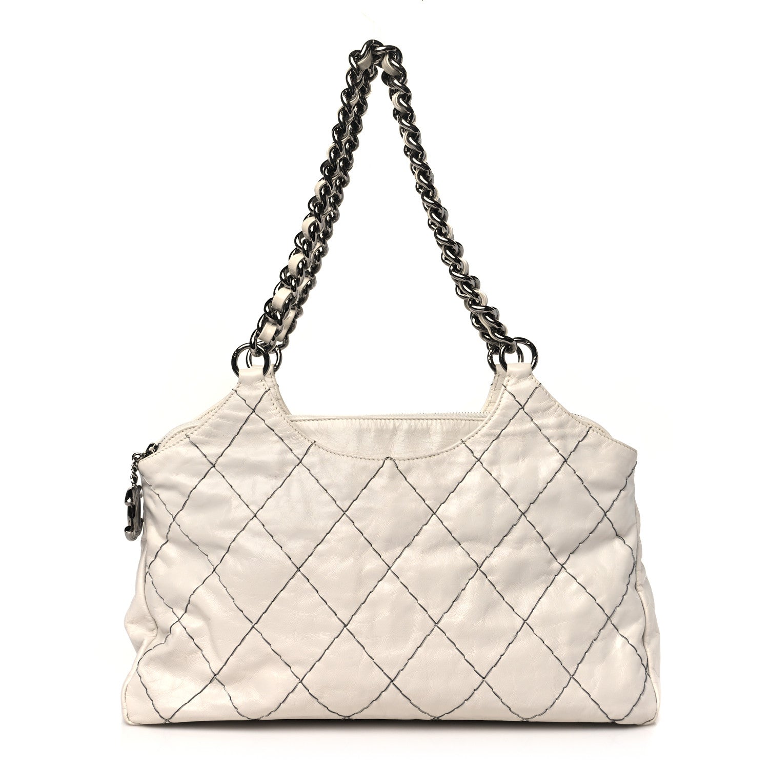 Chanel Aged Calfskin Double Contrast Stitch Hobo Bag Ivory 1 of 13
