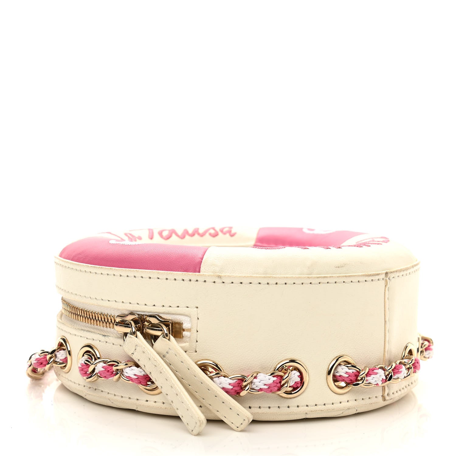 Chanel Lambskin Coco Lifesaver Round Bag Pink White 4 of 11