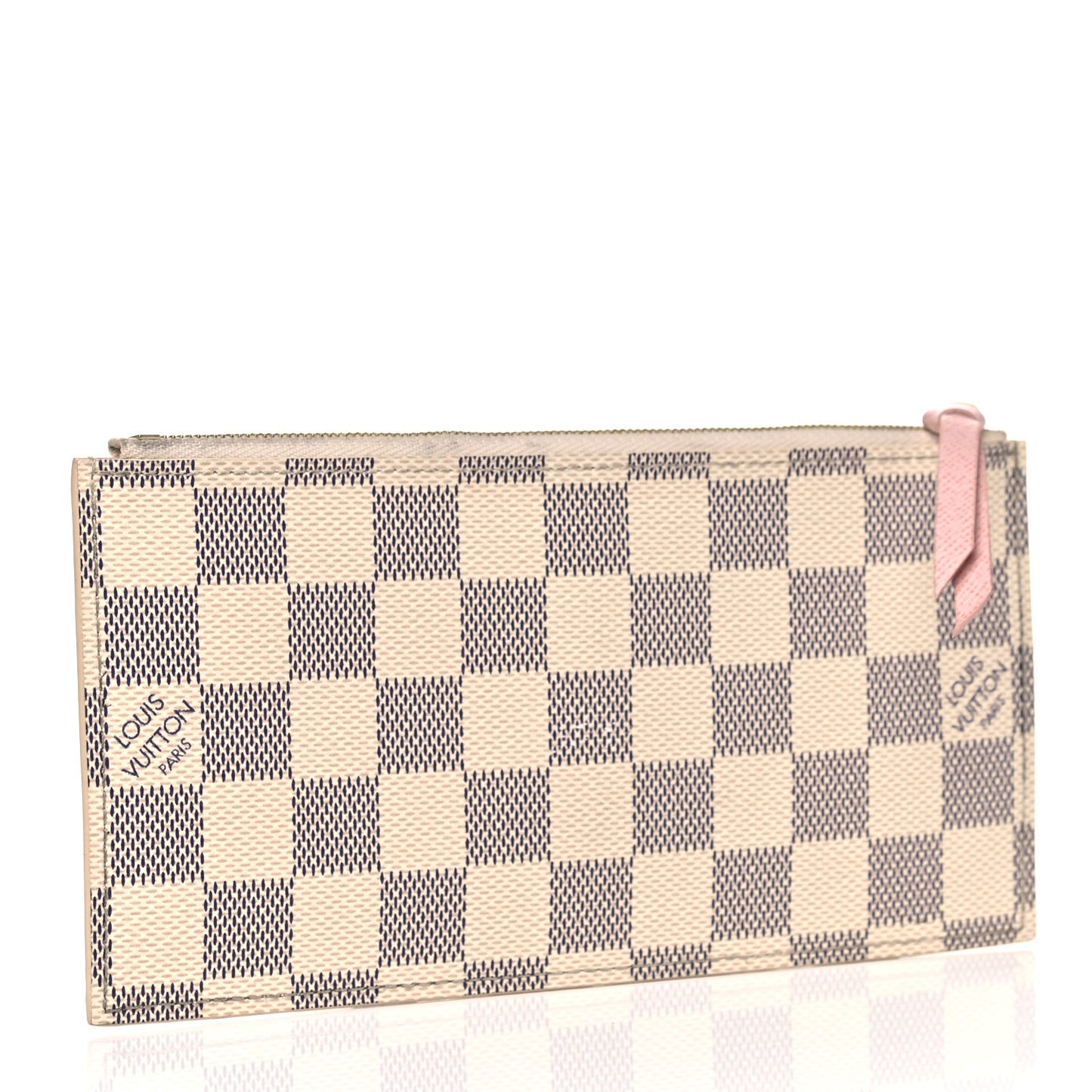 Damier Azur Felicie Chain Wallet Zippered Insert Rose Ballerine