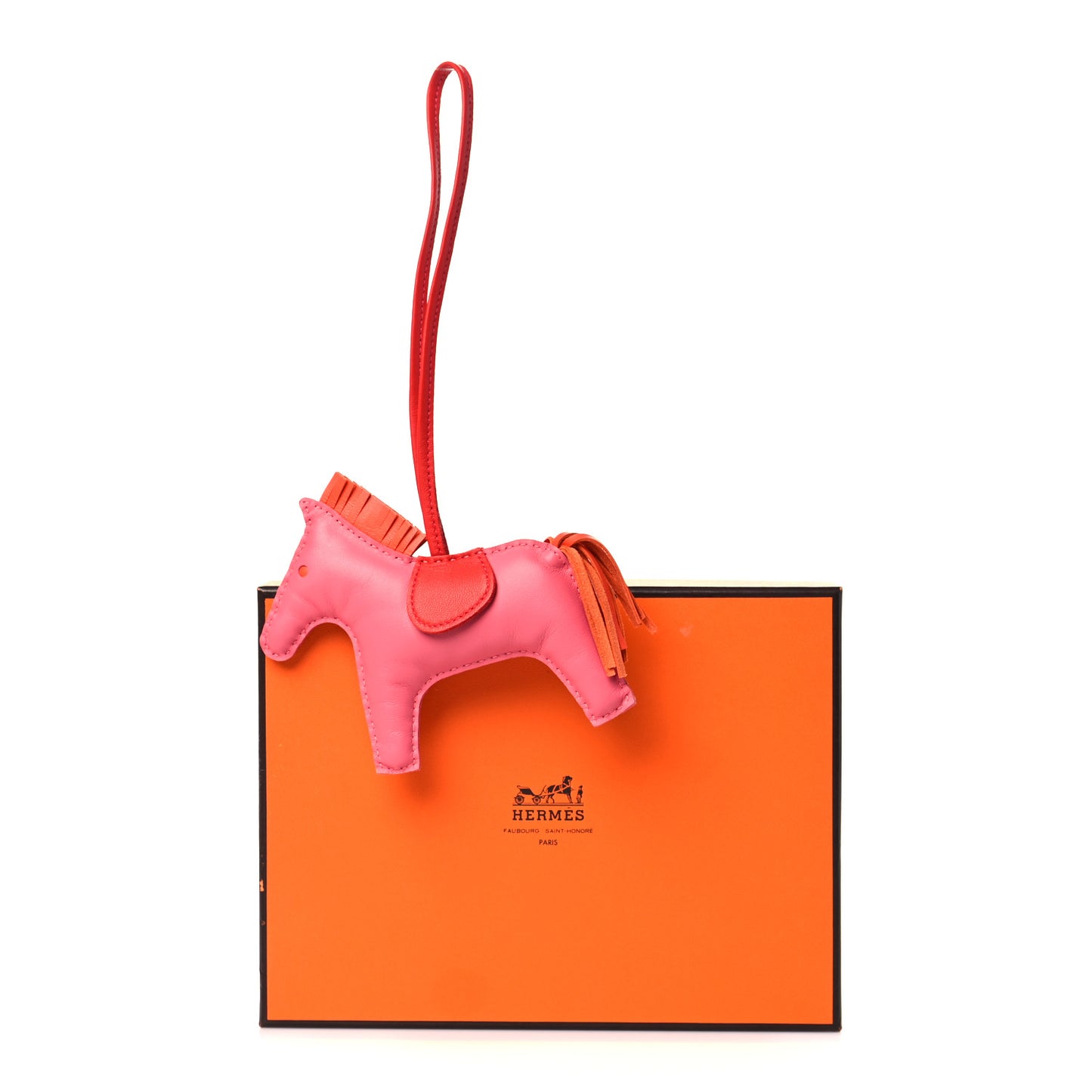 Milo Lambskin Grigri Rodeo Horse Bag Charm MM Rose Azalee Orange Poppy
