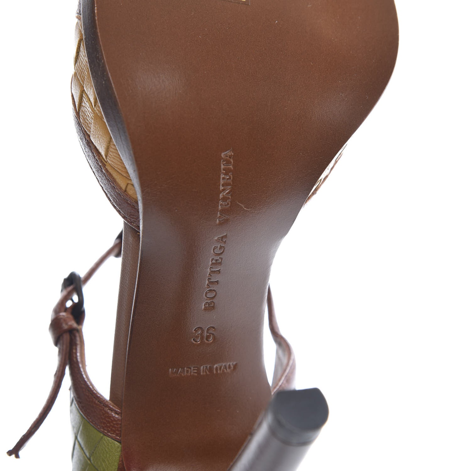 Bottega Veneta Goatskin Intrecciato Peep Toe Pumps 36 Brown Multicolor 7 of 10