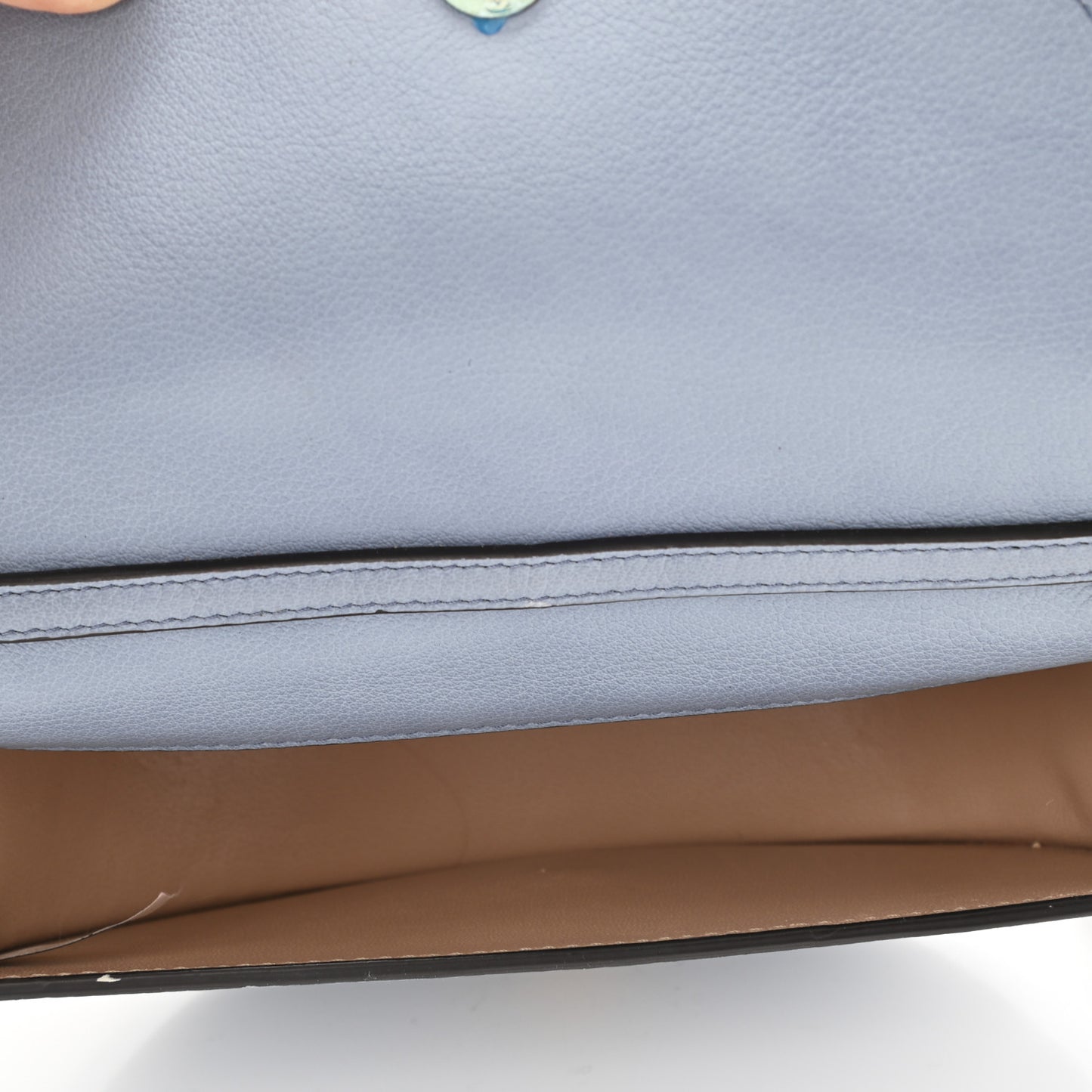 Calfskin Small Nile Bracelet Minaudiere Bag Washed Blue