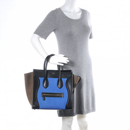 Celine Smooth Calfskin Suede Mini Tri-Color Luggage Black 2 of 10