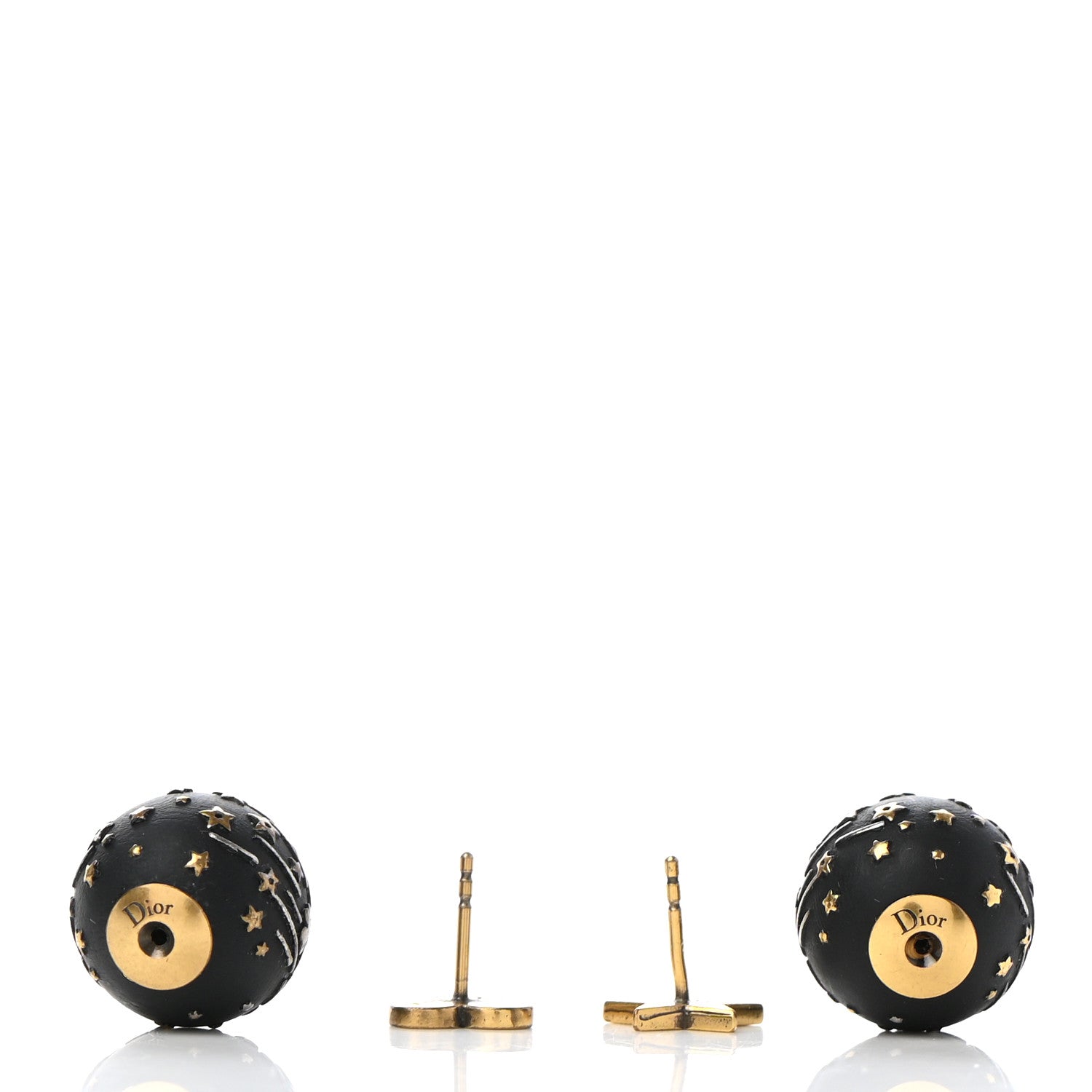 Christian Dior Metal Star Heart Mise En Dior Tribal Earrings Black Gold 3 of 7