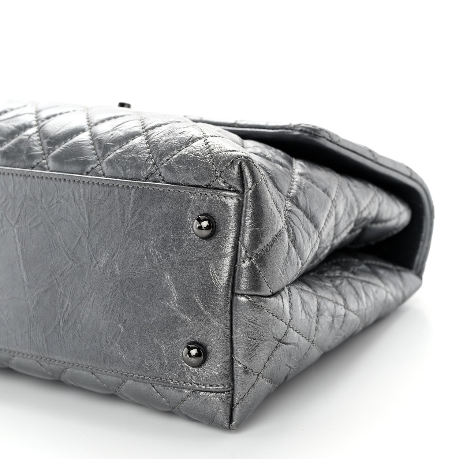 Chanel Metallic Aged Calfskin Quilted Medium Coco Handle Flap Charcoal 10 of 11