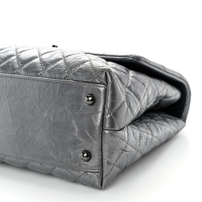 Chanel Metallic Aged Calfskin Quilted Medium Coco Handle Flap Charcoal 10 of 11