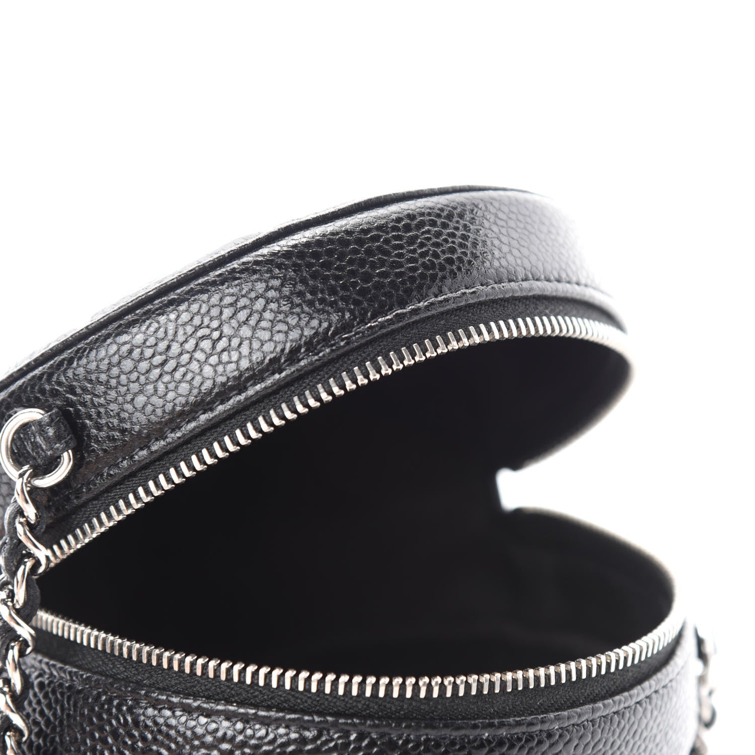 Chanel Caviar Camellia Embossed Round Clutch With Chain Black 5 of 11