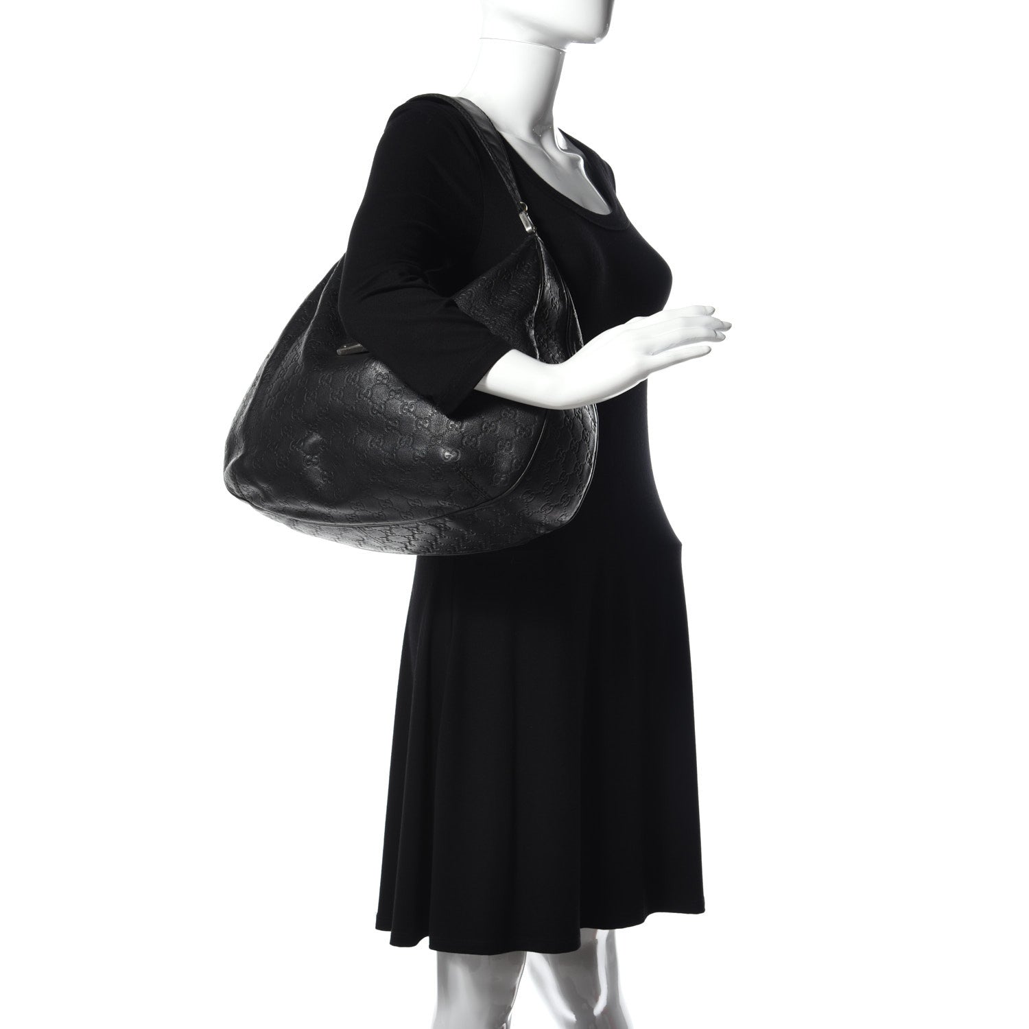 Gucci Guccissima Large New Ladies Web Hobo Black 2 of 9
