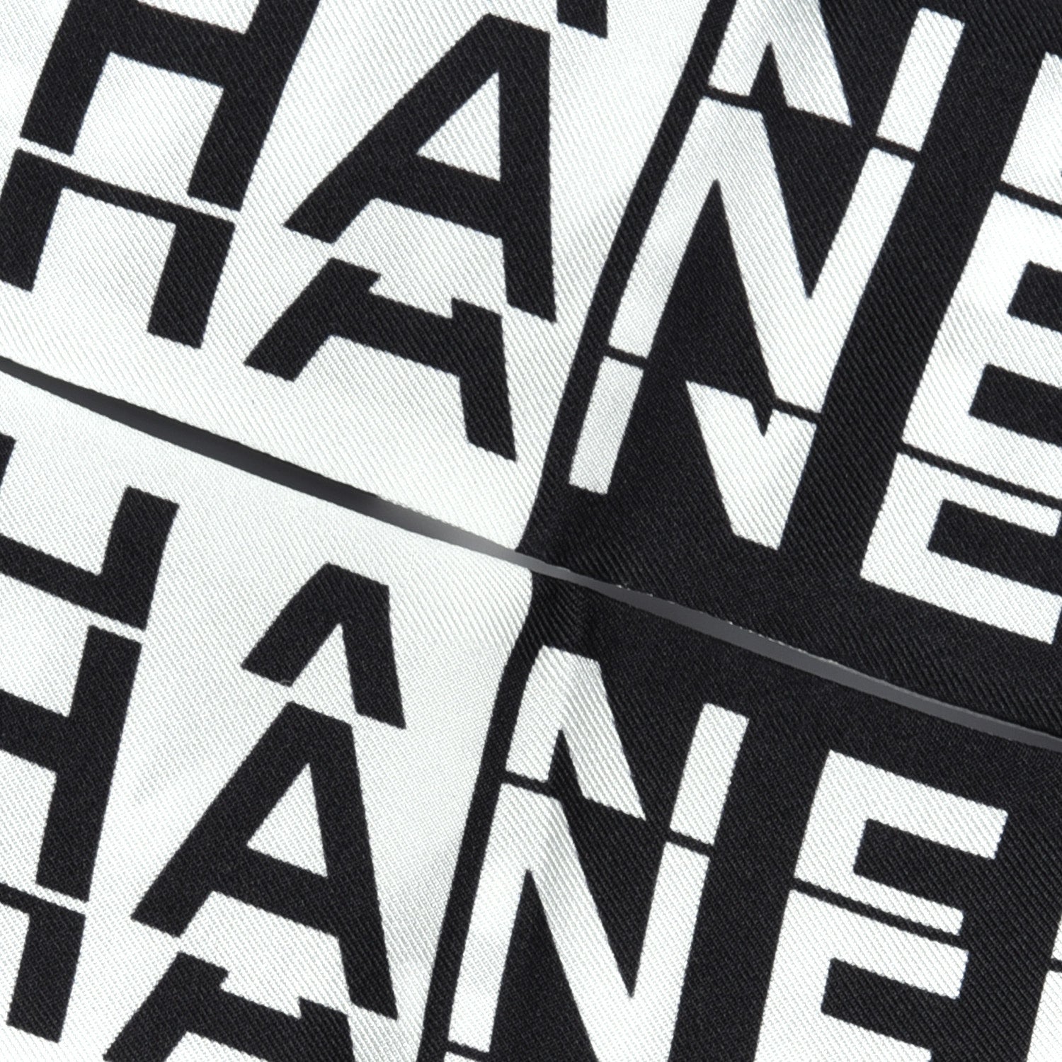 Chanel Silk Logo Slim Bandeau Scarf Black White 4 of 4