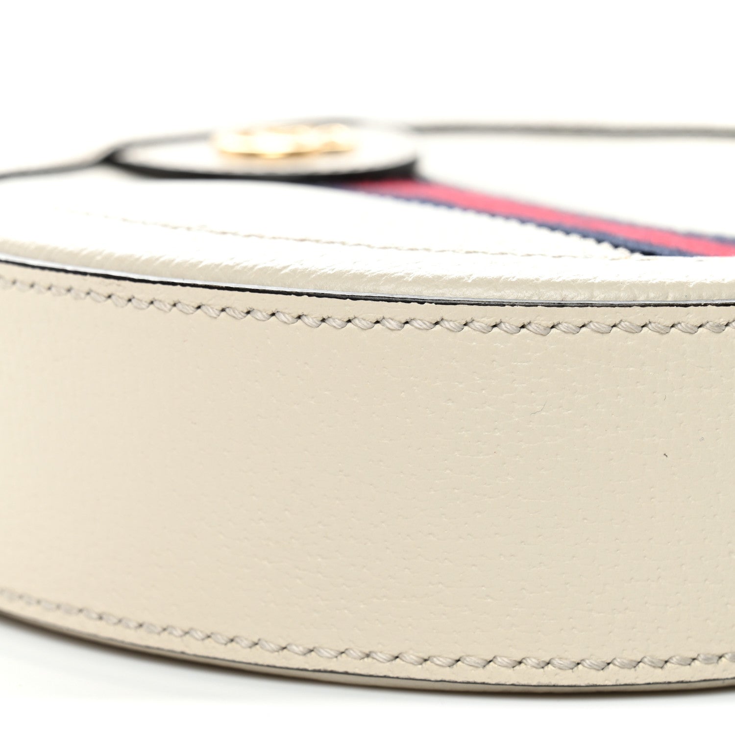 Gucci Textured Calfskin Web Mini Ophidia Round Shoulder Bag Mystic White 9 of 10