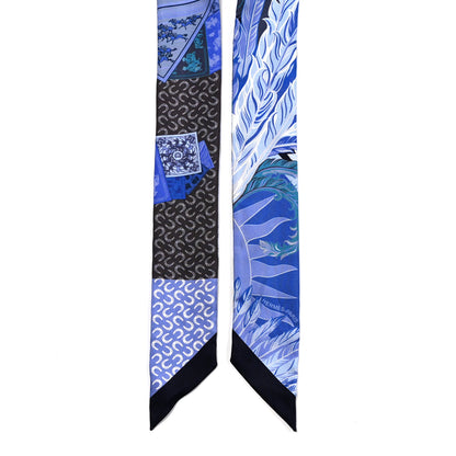Hermes Silk Cheval Phoenix Twilly Marine Ciel Cobalt 2 of 3
