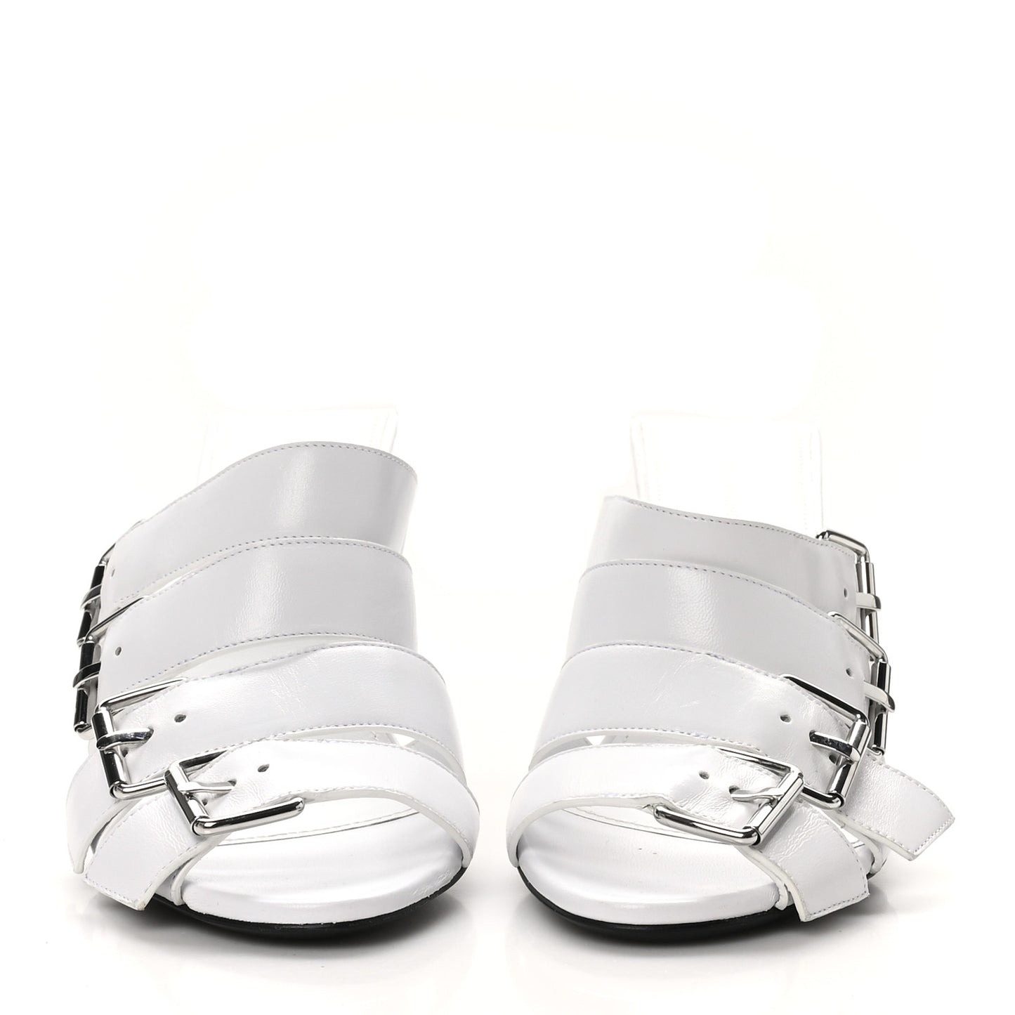 Shiny Sheepskin Bluckle K 80mm Sandals 38 White