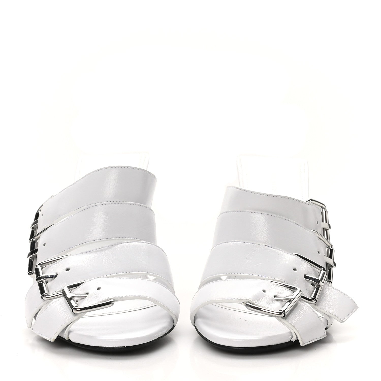 Balenciaga Shiny Sheepskin Bluckle K 80mm Sandals 38 White 3 of 10