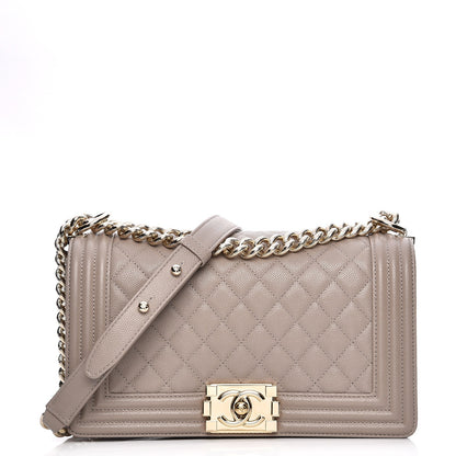 Chanel Caviar Quilted Medium Boy Flap Dark Beige 1 of 8