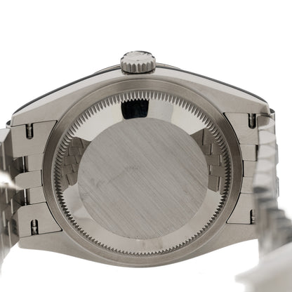 Rolex Stainless Steel 18K White Gold Diamond 36mm Oyster Perpetual Datejust Watch Aubergine Roman 126234 4 of 5