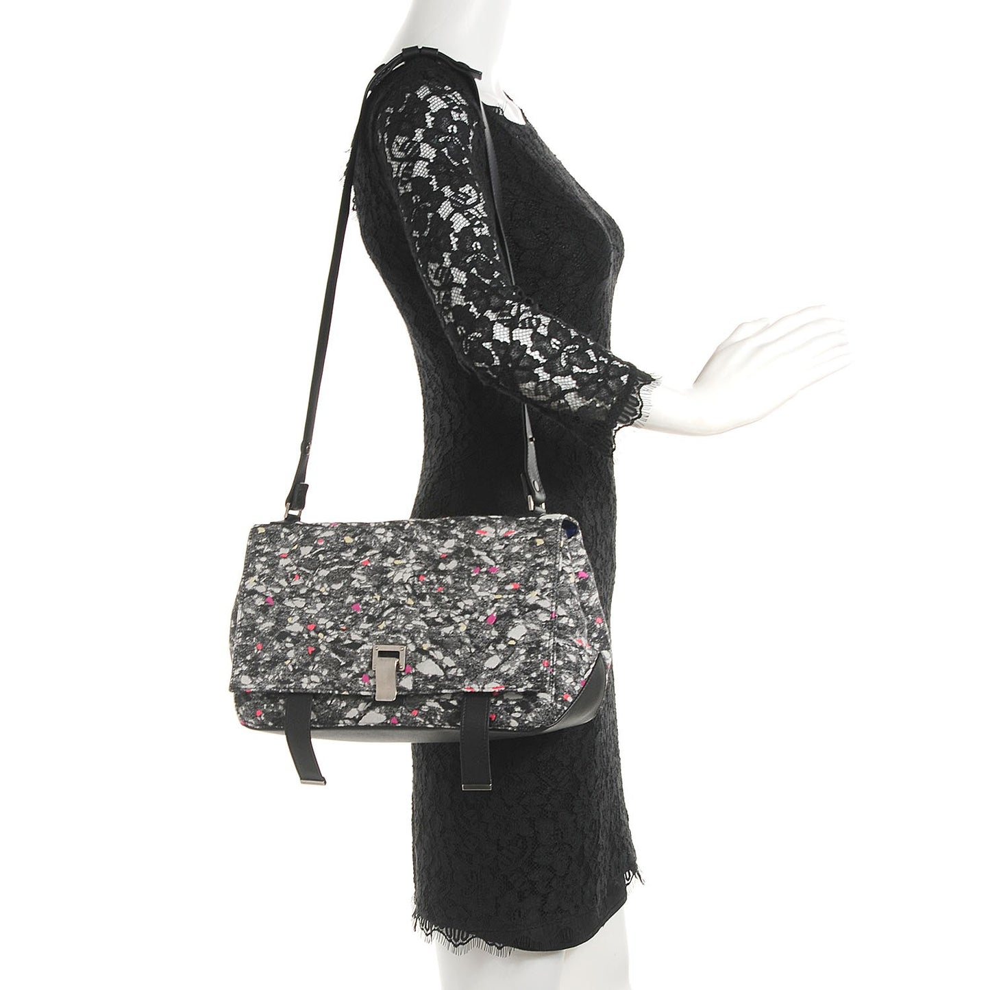 Wool Carpet Pad Large Courier Shoulder Bag Grey Multicolor