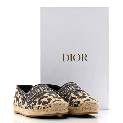 Christian Dior Cotton Embroidered Leopard Print Granville Espadrille 37 Natural 9 of 9