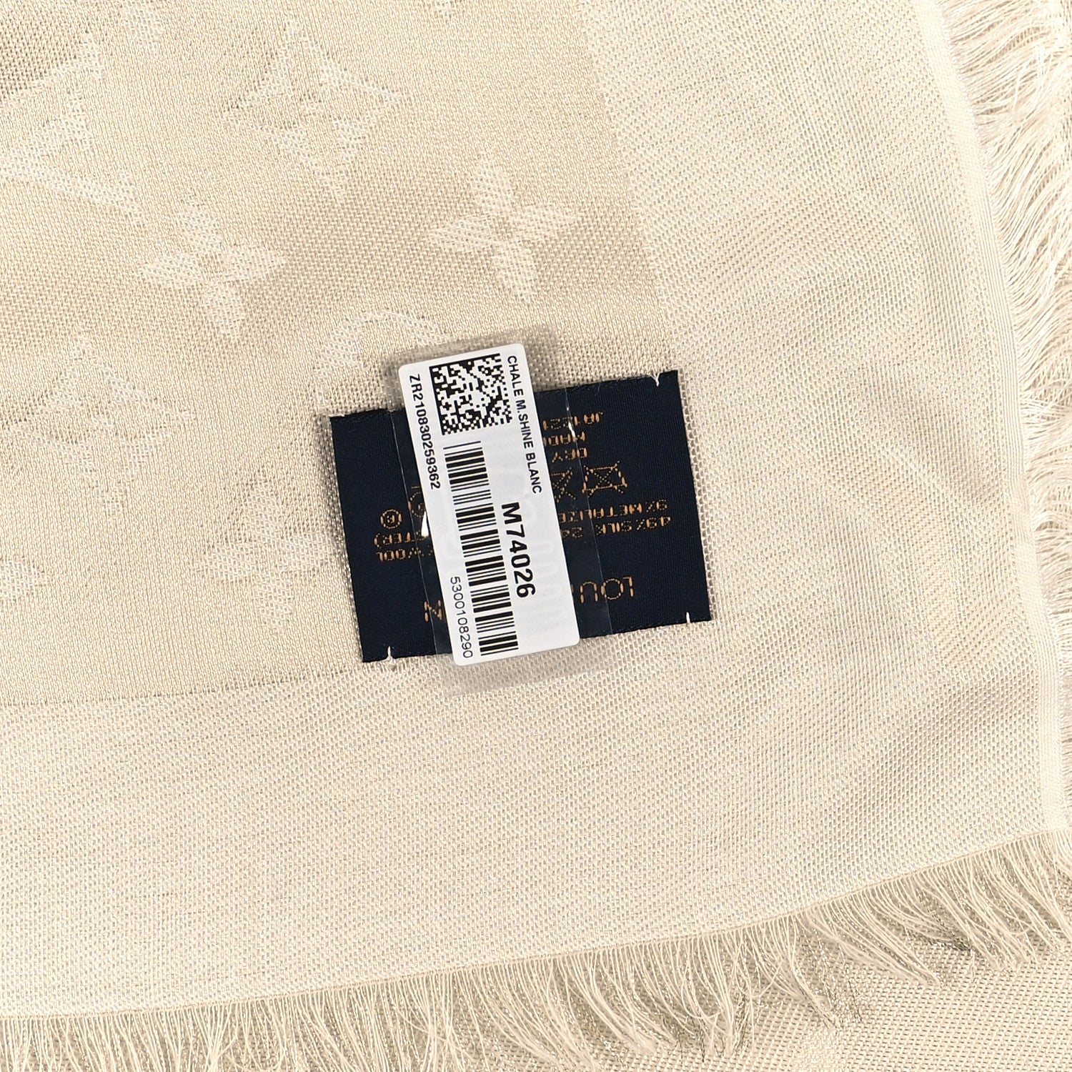 Louis Vuitton Silk Wool Monogram Shine Shawl White 4 of 4