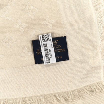 Louis Vuitton Silk Wool Monogram Shine Shawl White 4 of 4
