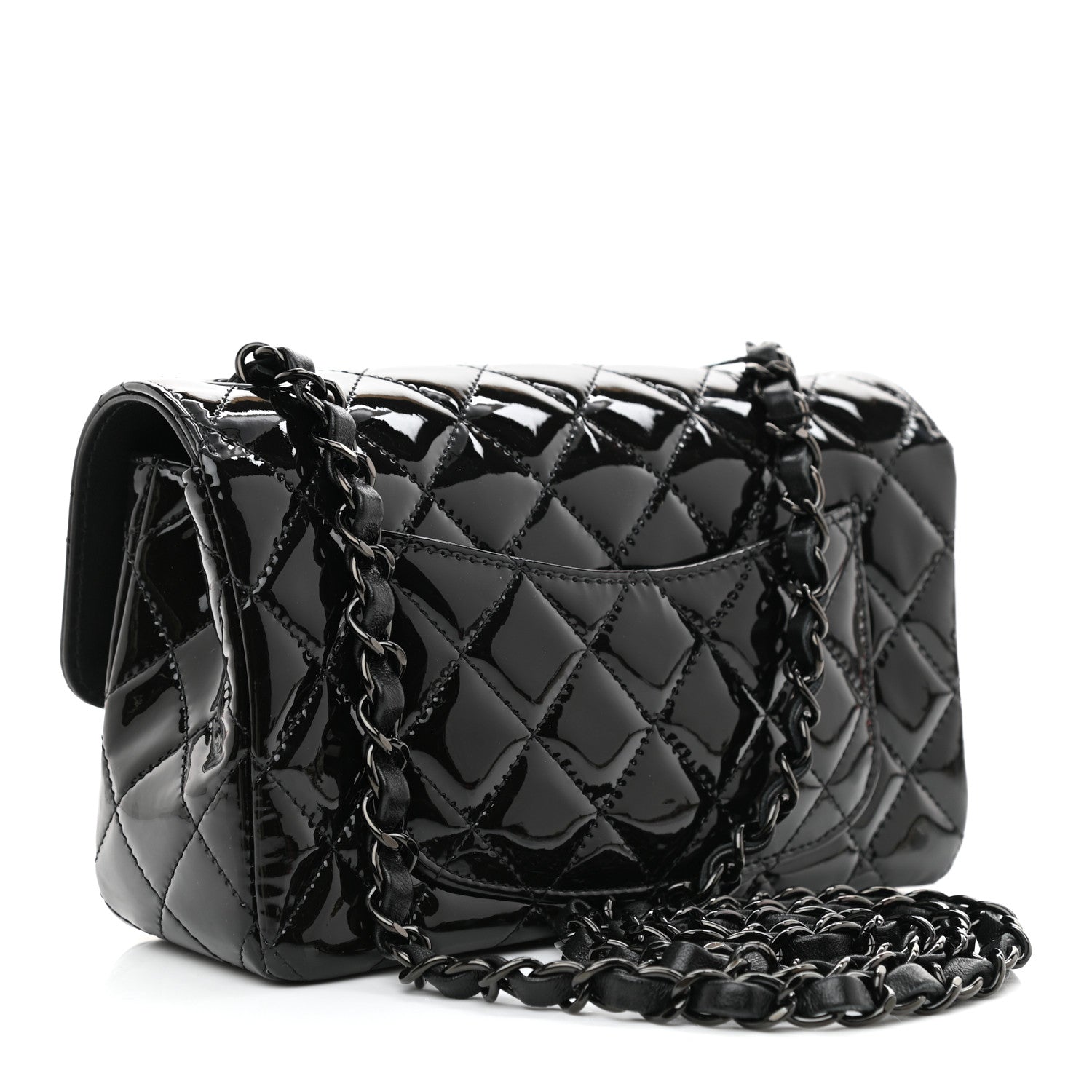Chanel Patent Calfskin Quilted Mini Rectangular Flap So Black 3 of 10